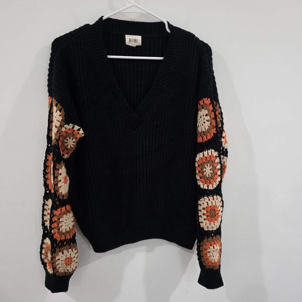 Bibi Womens‎ Sweater Size Small Granny Square Boho Retro Y2k